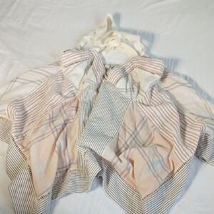 Pilcro Cream and Brown Striped Tie Waist Pants